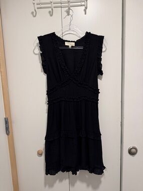 Pinch Black Mini Dress with Ruffle Trim